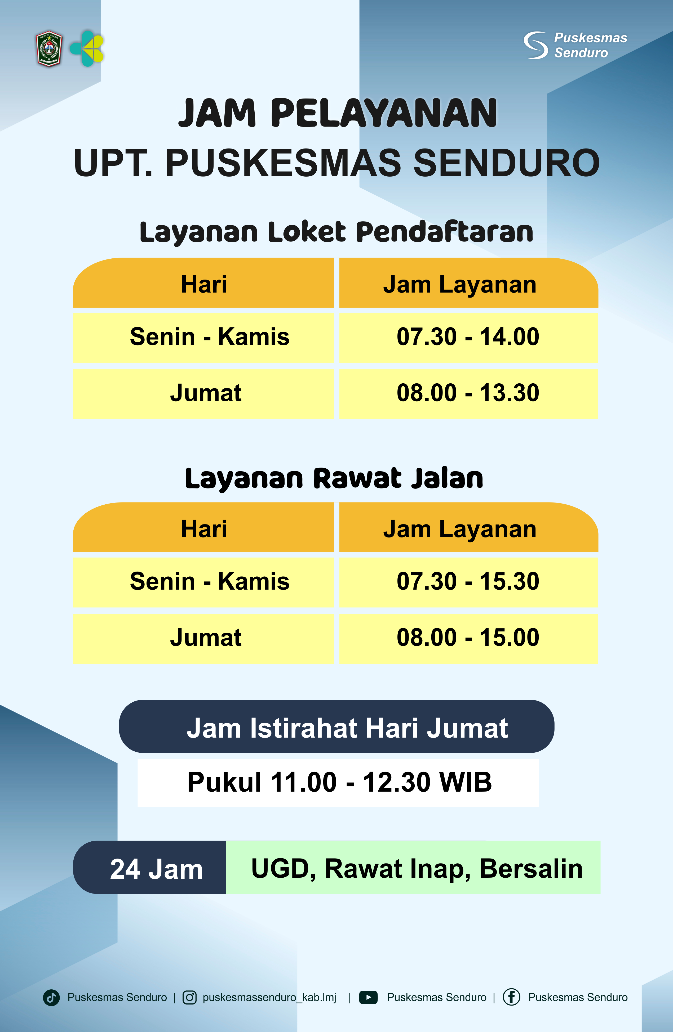 Jam Pelayanan UPT Puskesmas Senduro