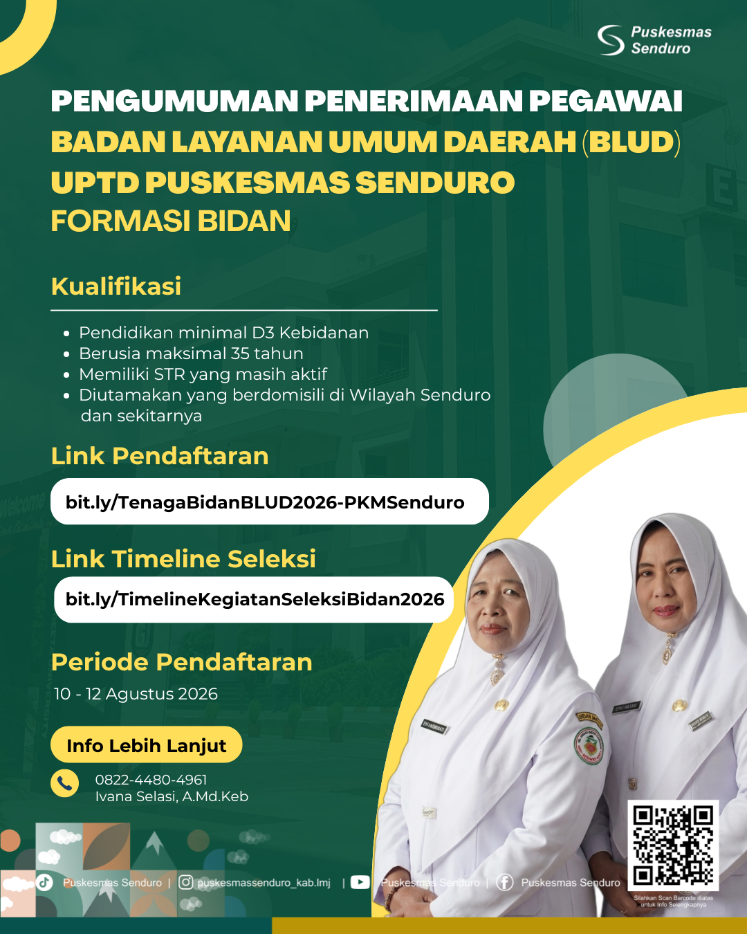 PENERIMAAN PEGAWAI BADAN LAYANAN UMUM DAERAH (BLUD) UPTD PUSKESMAS SENDURO - FORMASI BIDAN
